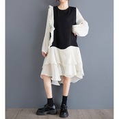 シフォン ティアードスカート ワンピース 00091