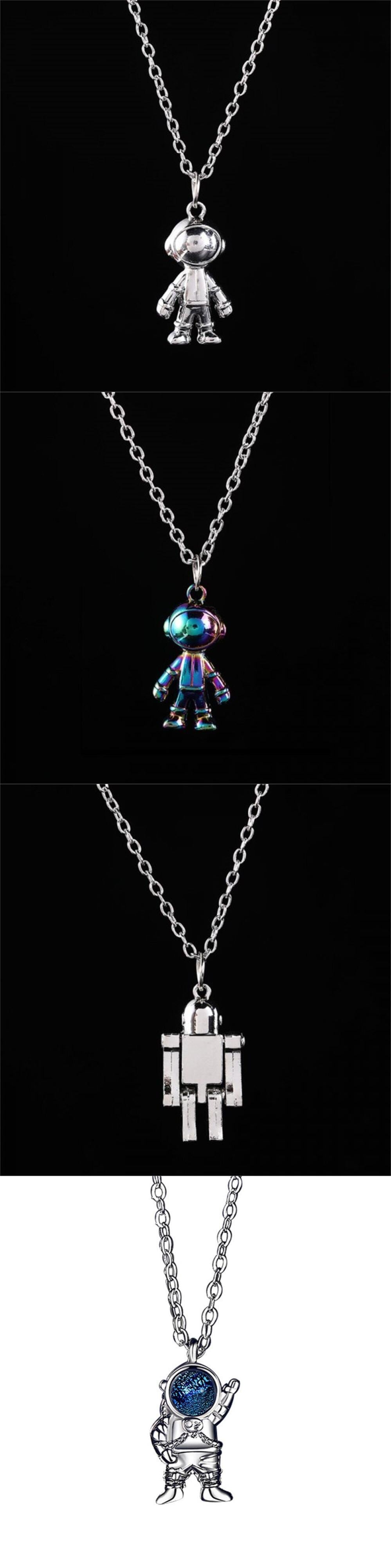 送料無料 シンプルな宇宙飛行士ムーンカップルネックレスレディース