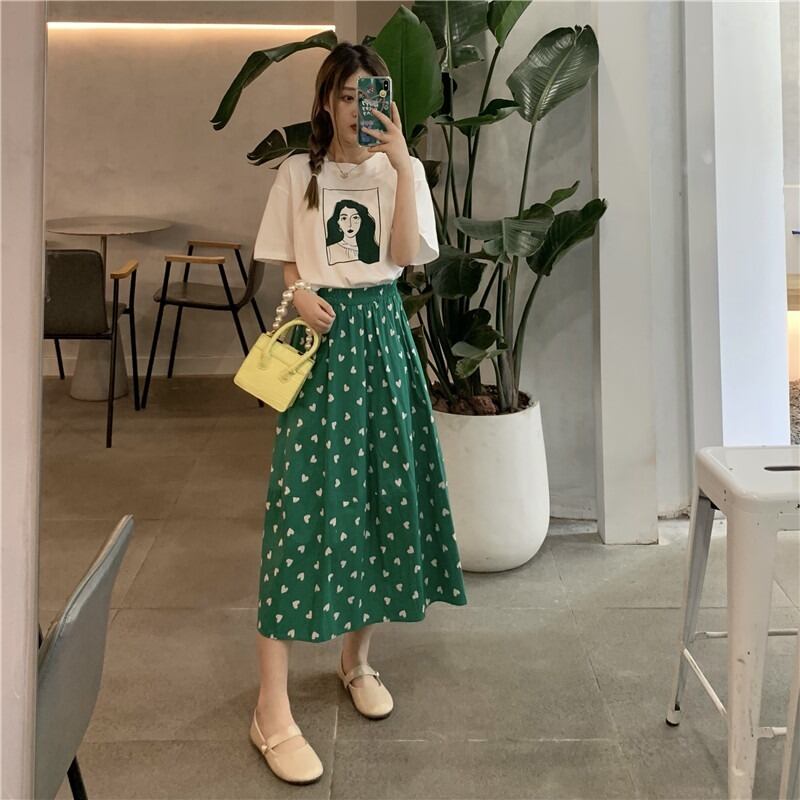 スカート サマープリントTシャツ ストリート 夏物 1号婦人45303654876