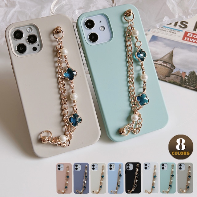 Clear blue clover chain silicon iphone case