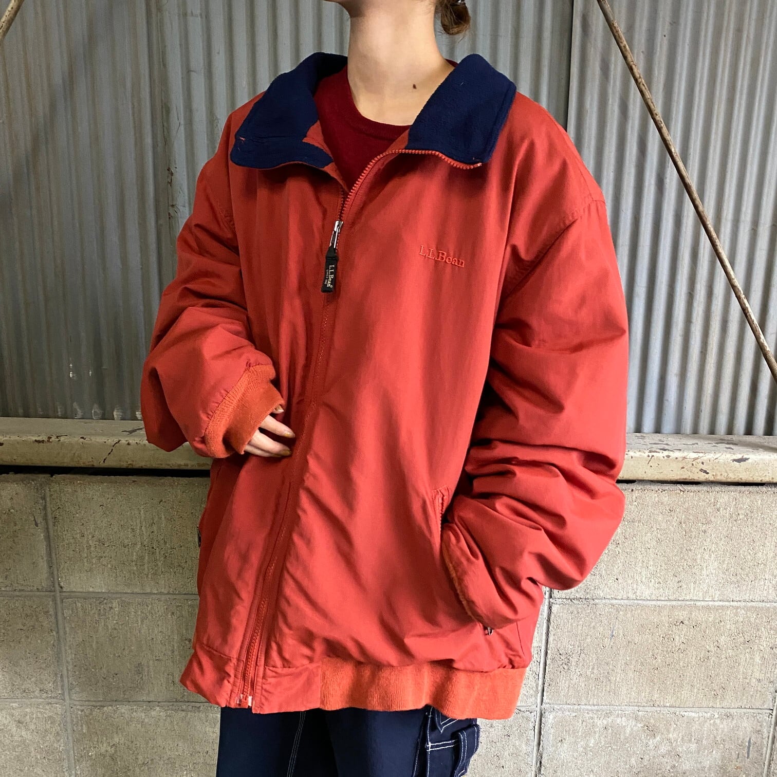 90年代〜00年代 L.L.Bean エルエルビーン POLARTEC ナイロンジャケット メンズ2XL 古着 ビッグサイズ 大きいサイズ 90s  00s ビンテージ ヴィンテージ フリースライナー 朱色 レッド 赤 【アウトドアジャケット】 | cave 古着屋【公式】古着通販サイト