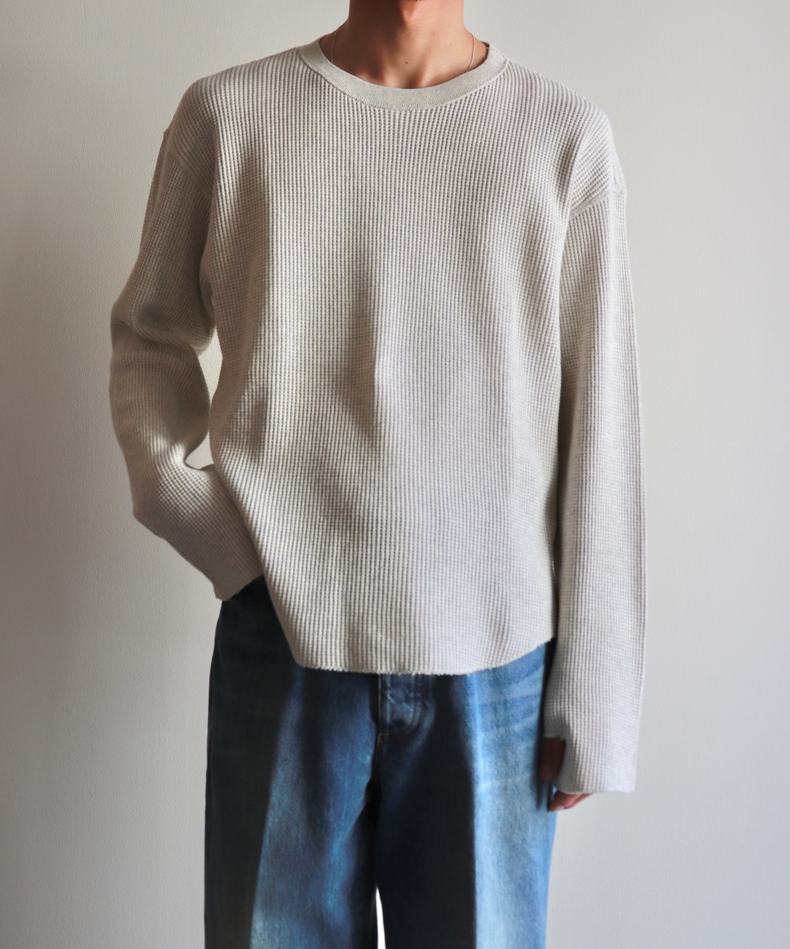 UNUSED / US2523 LONG SLEEVE WAFFLE T-SHIRT (ASH) | AfterSchool