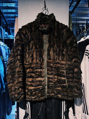【D4C】Special vintage minkfur all over pattern leather switching jacket