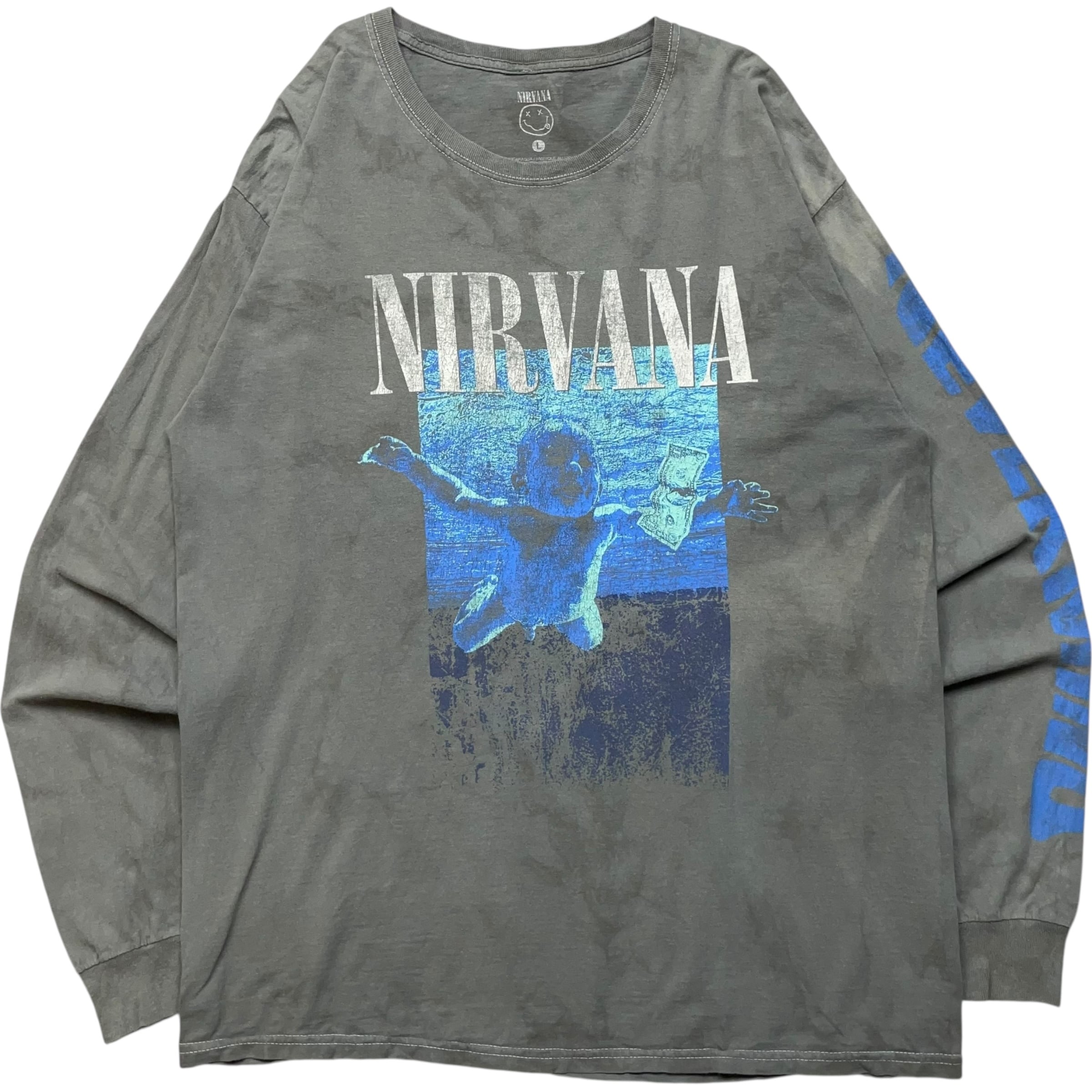 《L》NIRVANA ニルヴァーナ バンドTシャツ ロンT NIRVANA NEVERMIND ジャケットプリント グレー no.8495
