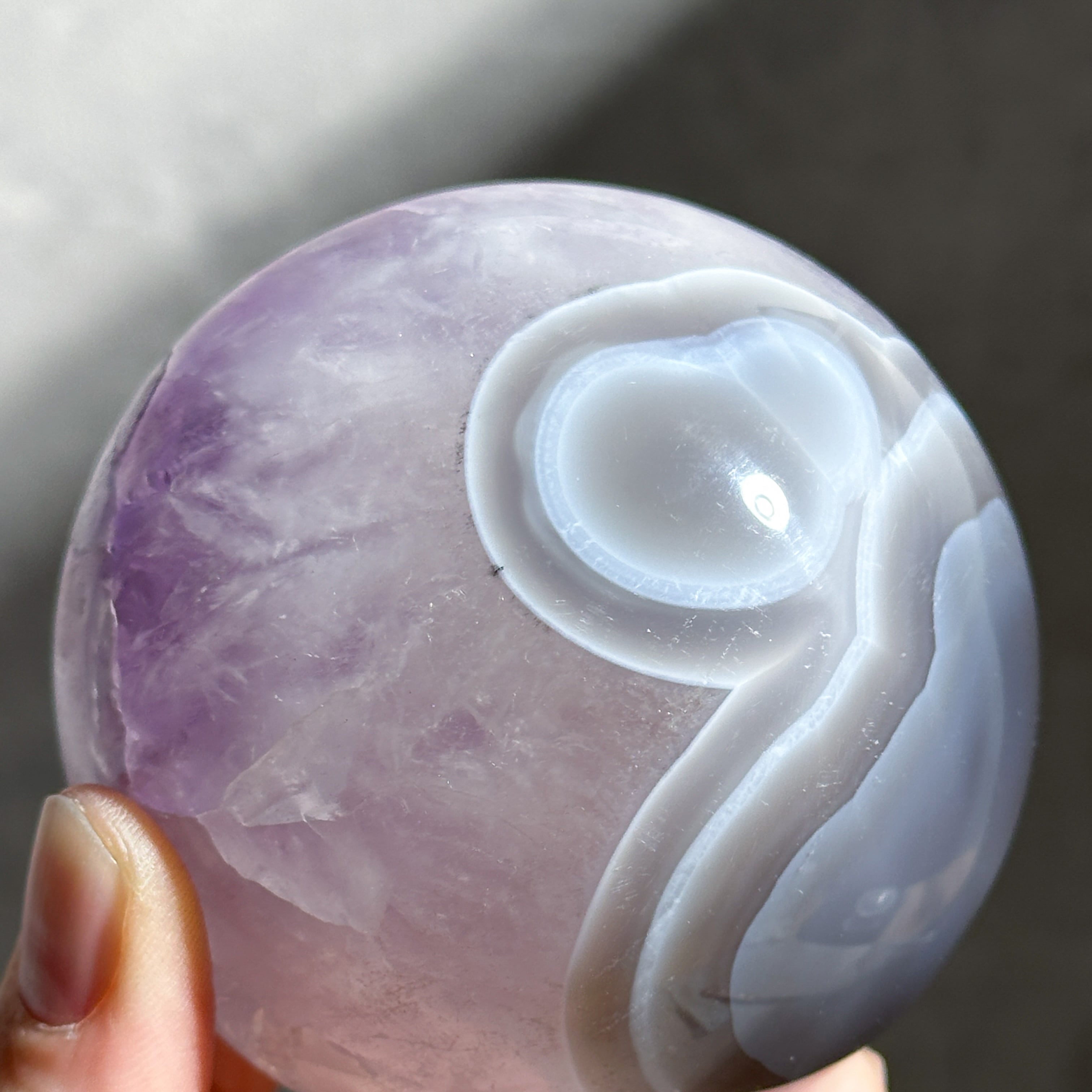 Bigウルグアイ産アゲート×アメジスト スフィア（丸玉）53◇Agate