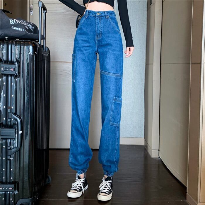 ジーンズ スプリングハイウェスト薄手ルーズパンツ 春物 1号婦人92517553608