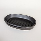 耐熱蓋付オーバルグリラー 黒釉 陶器 グリルパン 耐熱皿 オーブン料理 魚焼きグリル 電子レンジ オーブン