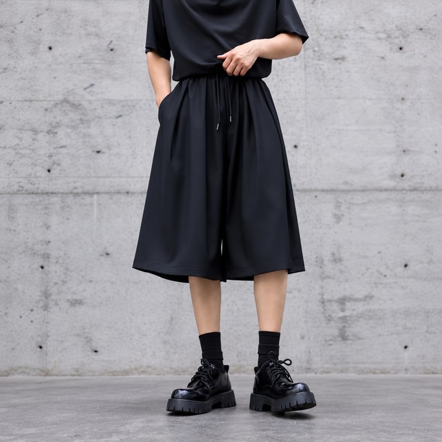 【ORV0006】Dark Loose Oversized Wide-Leg Cropped Pants