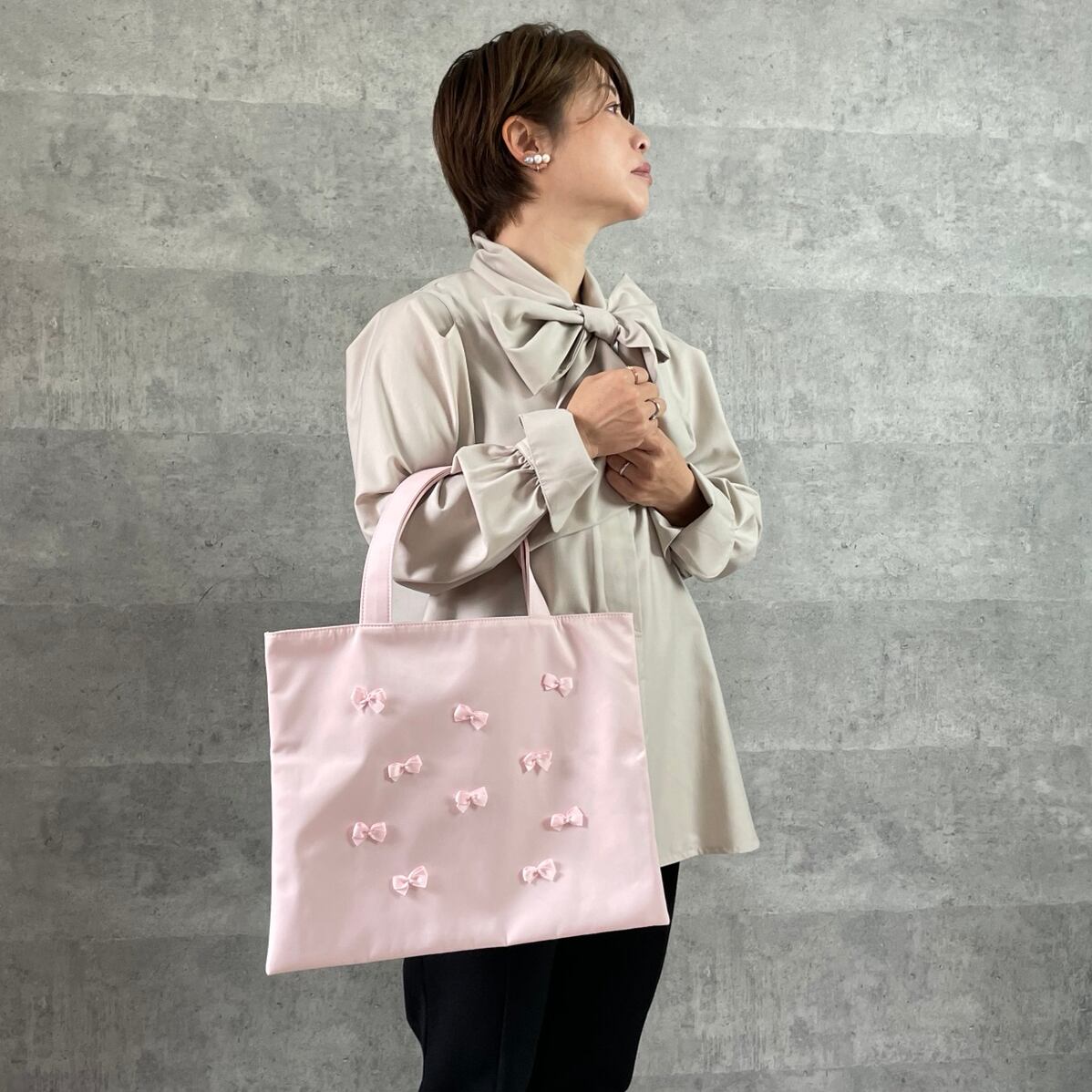 撥水】親子でも♡大人可愛いリボンパール 卒業＆入学 A4トートバッグ