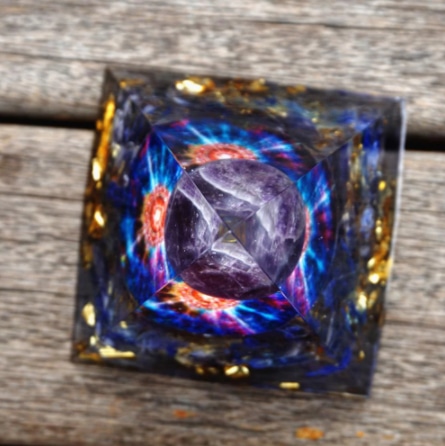 不安解消・精神安定】オルゴナイト ブルークォーツ+アメジスト球 不安解消・精神安定】オルゴナイト ブルークォーツ+アメジスト球