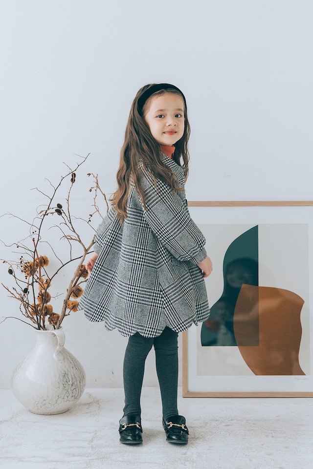 【90~110size】ヘムスカラップコート〈Black check〉
