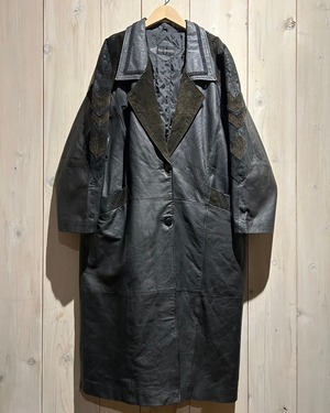 【a.k.a.C.a.k.a vintage】Paisley Pattern Suede Switching Design Loose Leather Coat