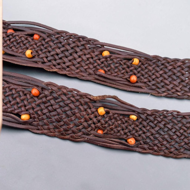 【LADIES】Braided Leather Fringe Belt - Free Size