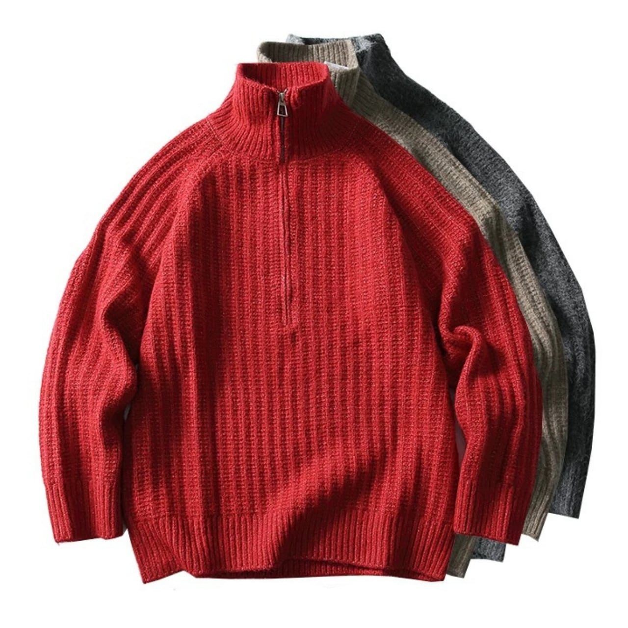 Half zip long sleeve rib knit 3colors 00314