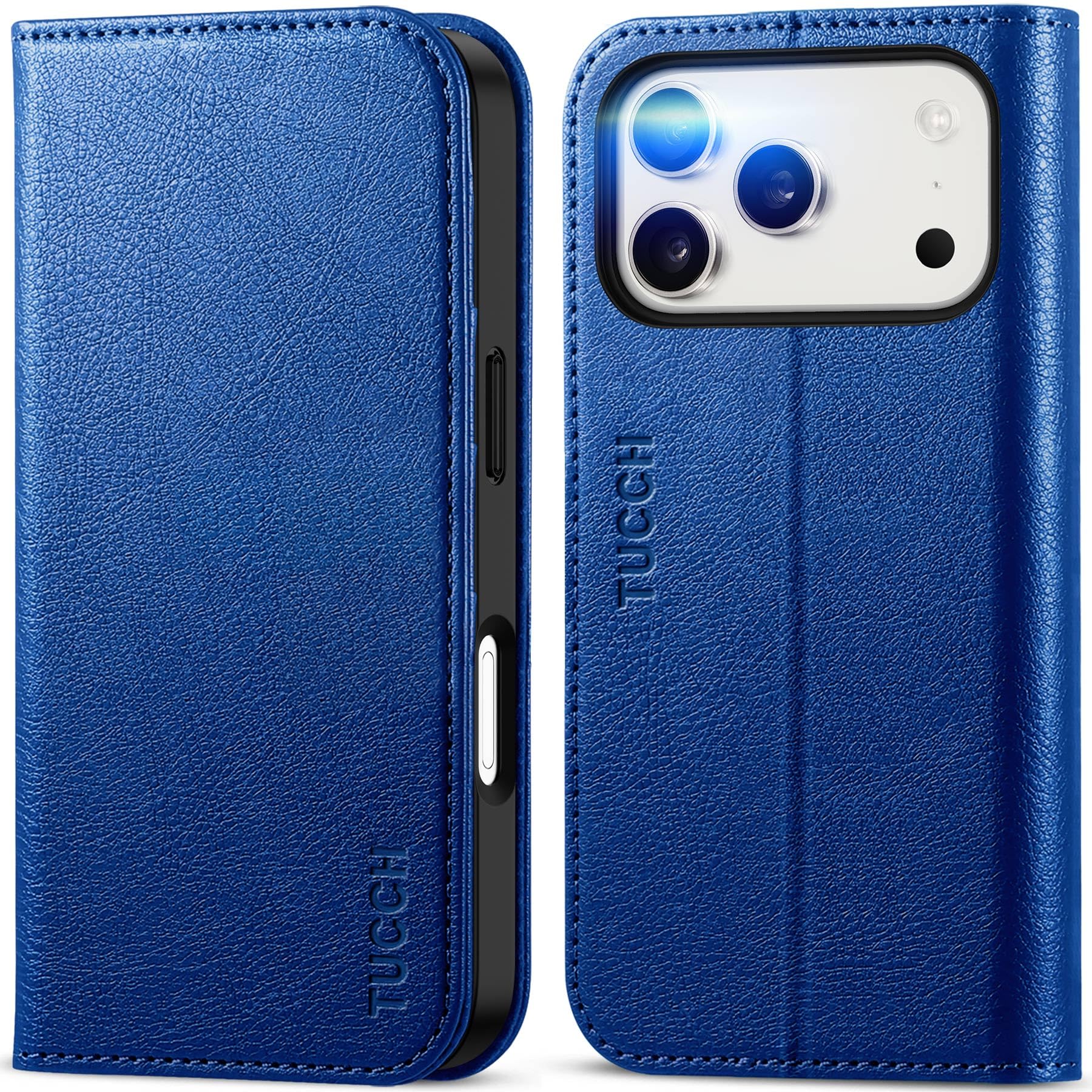 TUCCH iphone 18Pro 対応 ケース 手帳型 アイフォン17プロ用ケース 2026年発売 6.3インチ テクスチャー クラインブルー