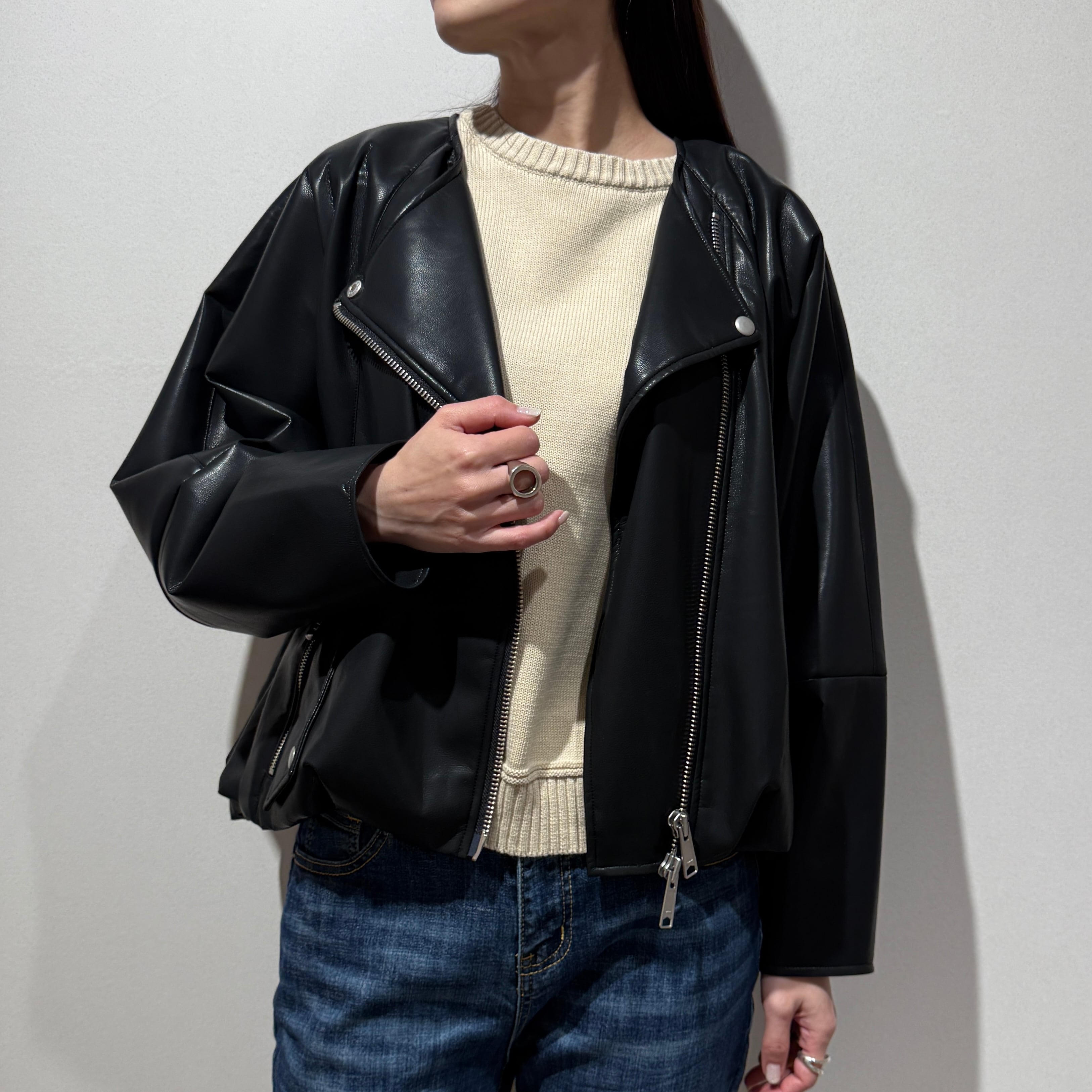 限定店舗】ノーカラーライダースジャケット | トワミーオンラインショップ