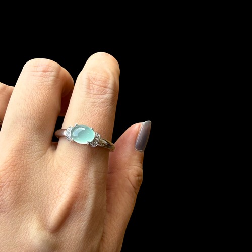 Vintage Green Chalcedony & Topaz Silver Ring