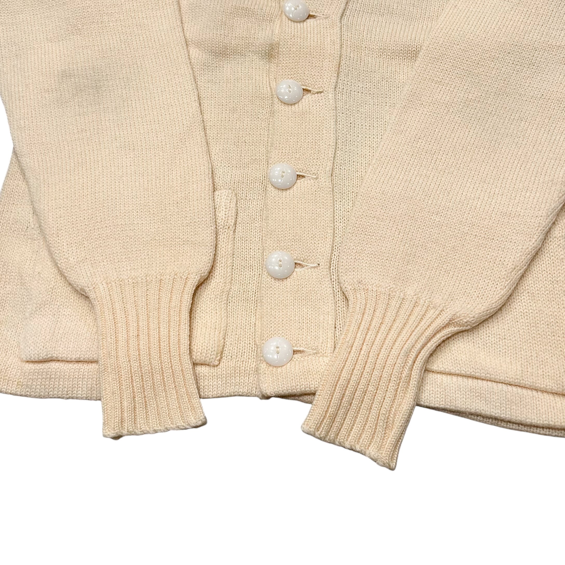 60's Revere Lettered Cardigan / レタードカーディガン 無地 古着