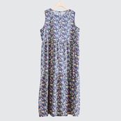 TRUBE ノースリーブ小花柄コットンワンピース【M~L】ネイビー