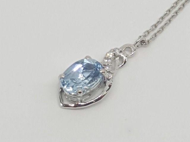 PT 0.4ct アクアマリン ペンダントネックレス