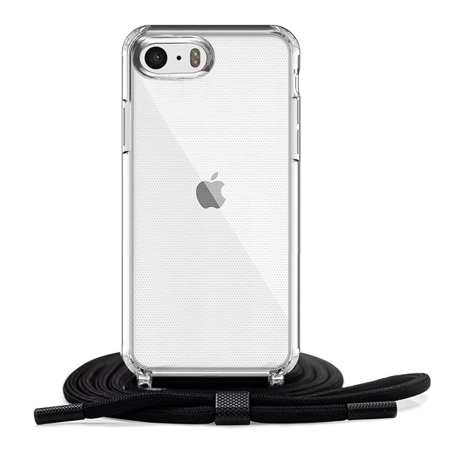 Handodo Apple iPhone 16e 用 ケース カバー ネック ショルダー ストラップ付き スマホ カバー 紐付き 斜めがけ 織りストラップ付き 調節可能なショルダー クロスボディ ネックレス 保護(透明)