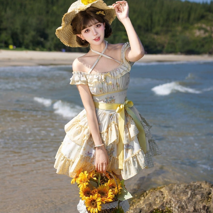 陽だまりの花園 フリルを重ねたフレンチガーリーミニワンピース5点
