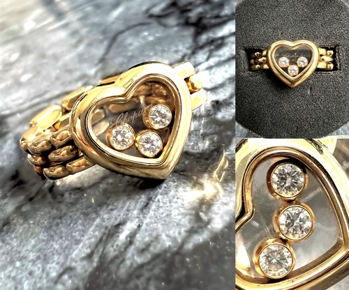Chopard　ショパール　ハッピーダイヤモンド アイコン　リング　ムーブダイヤ 3P　K18 YG　3連 ゴールド　指輪　9号