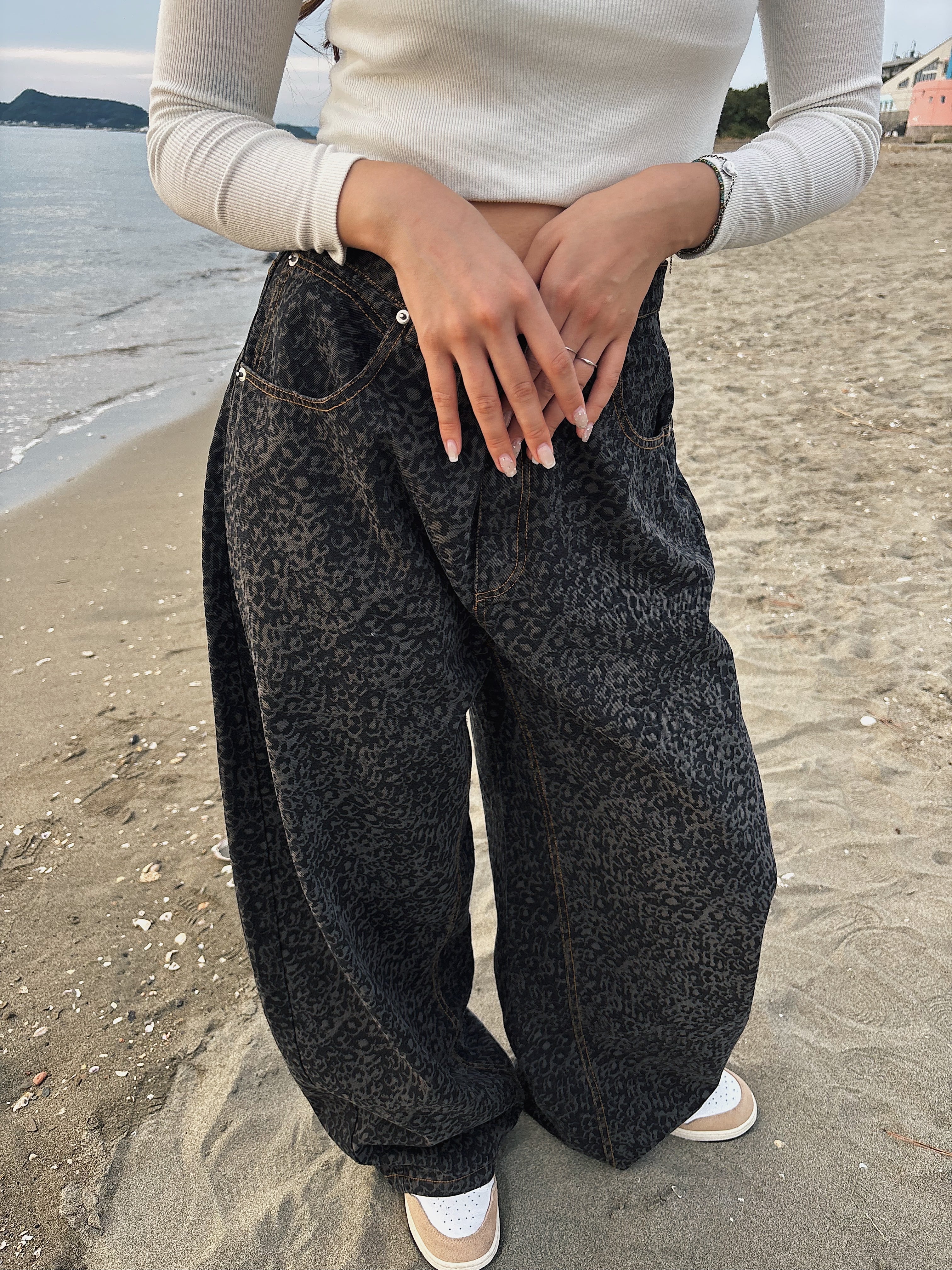leopard denim black 再販 (LT-003) | little36