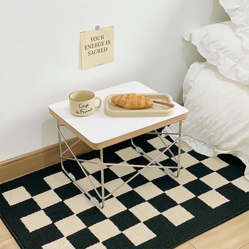 ミニマリストカーペット 侍ら チェッカーボードラグのフロアマット 