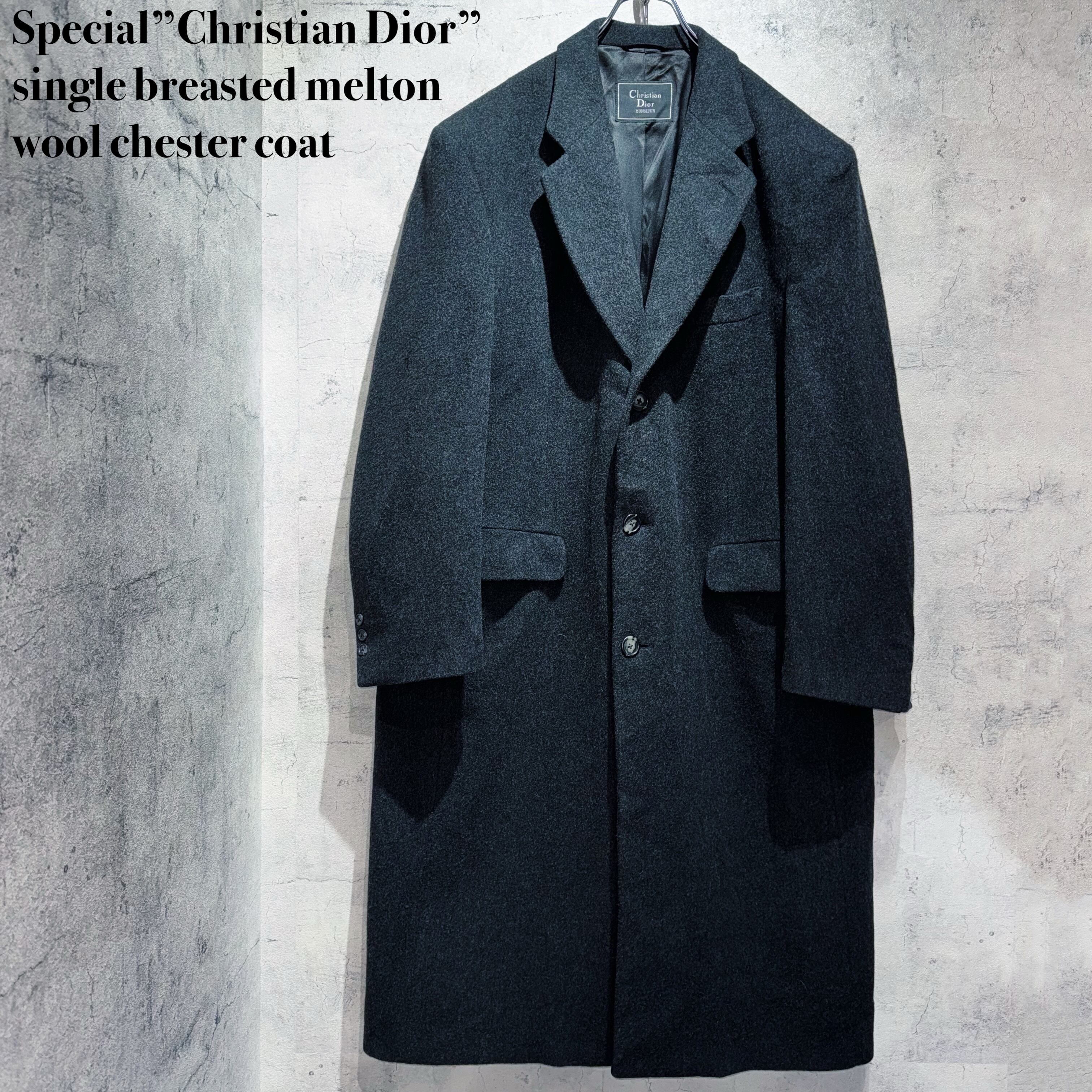 Special”Christian Dior”single breasted melton wool chester coat
