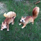 りす 置物 木登り リス 2匹セット 動物 オーナメント ガーデン オブジェ 庭 置物　雑貨 インテリア