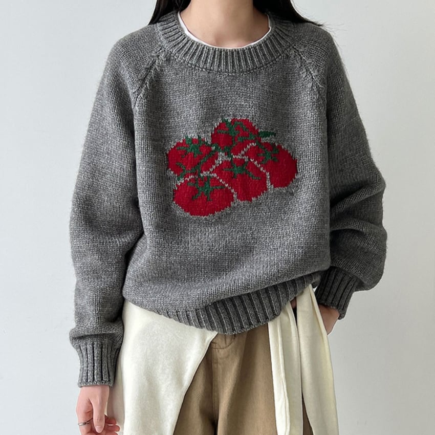 tomato crew neck knit top　J00029
