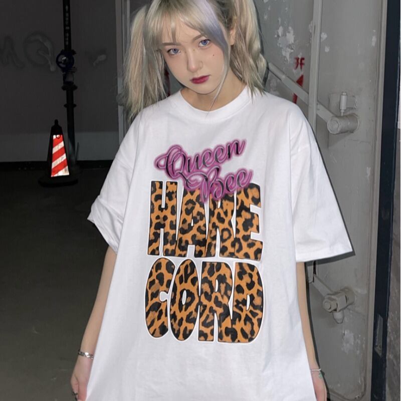 レオパードプリント柄Tシャツ サマールーズスタイルトップス ストリート かわいい 夏物 ケッペル74899003813