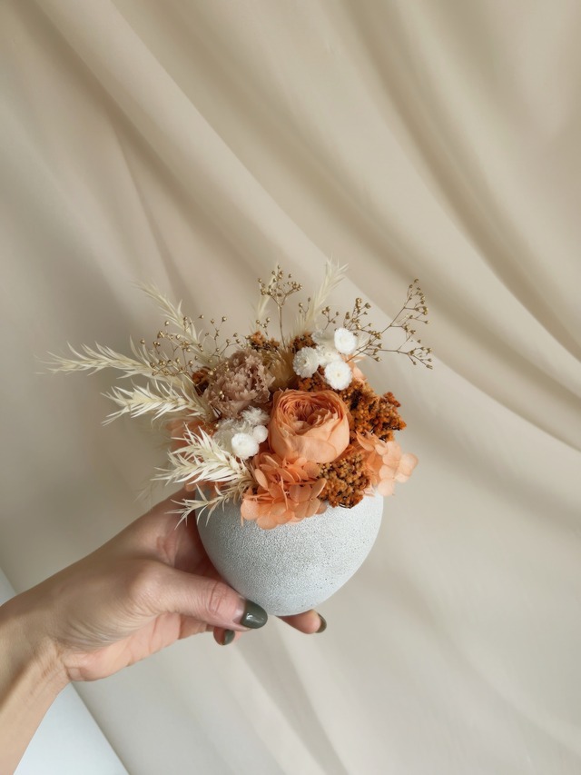 “母の日“preserved＆dried flower arrangement S（Orange）
