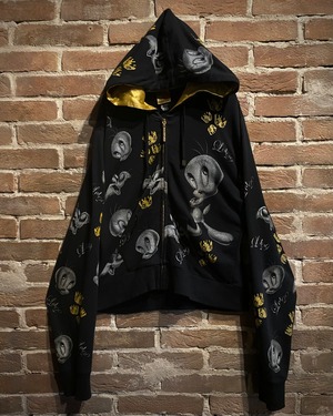 【Caka act3】"LOT29" "LOONEY TUNES" "Tweety" × "Sylvester Cat" Print Zip Up Hoodie