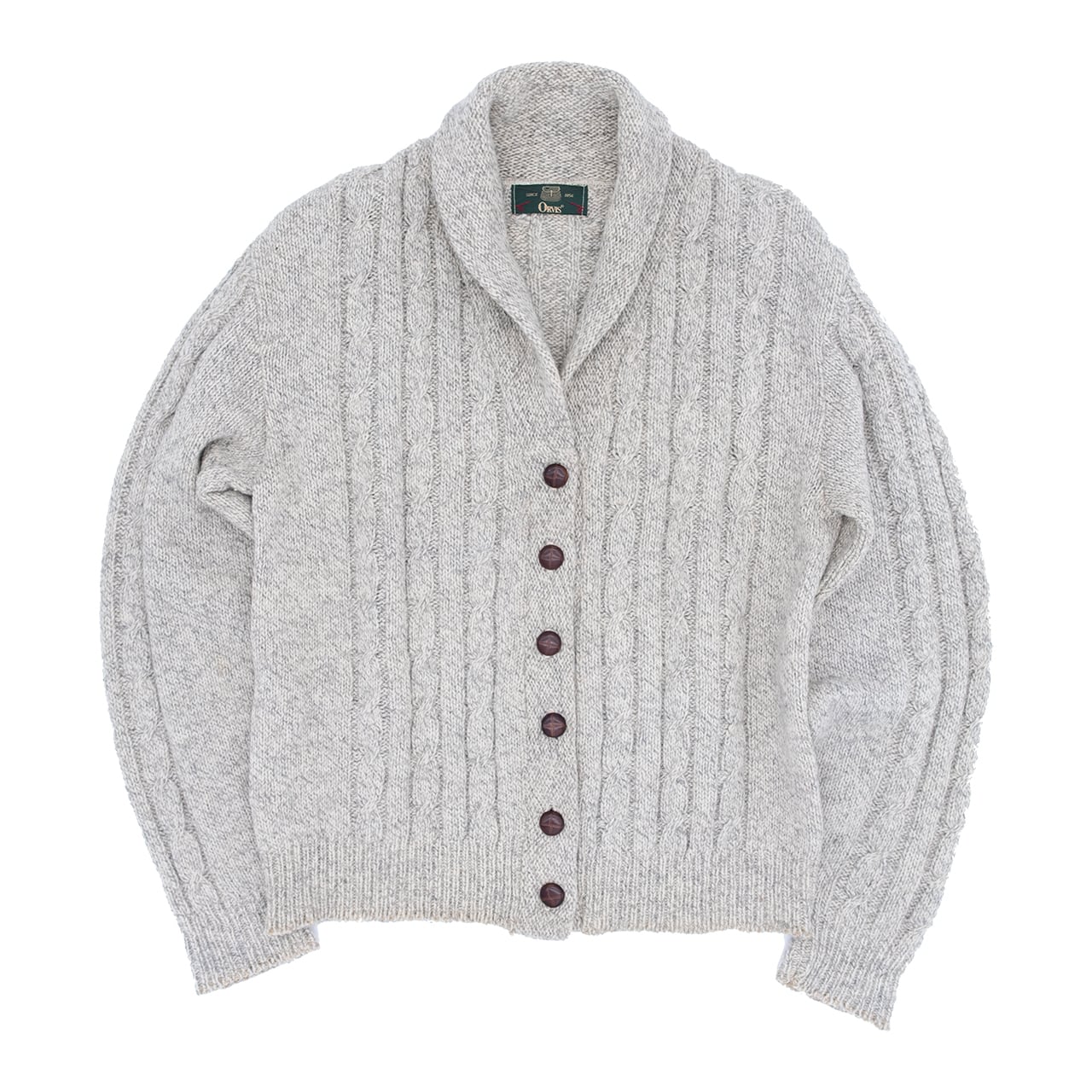 【USED】90s ORVIS Cable Knit Shawl Collar Cardigan オービス ケーブルニット ショールカラーカーディガン