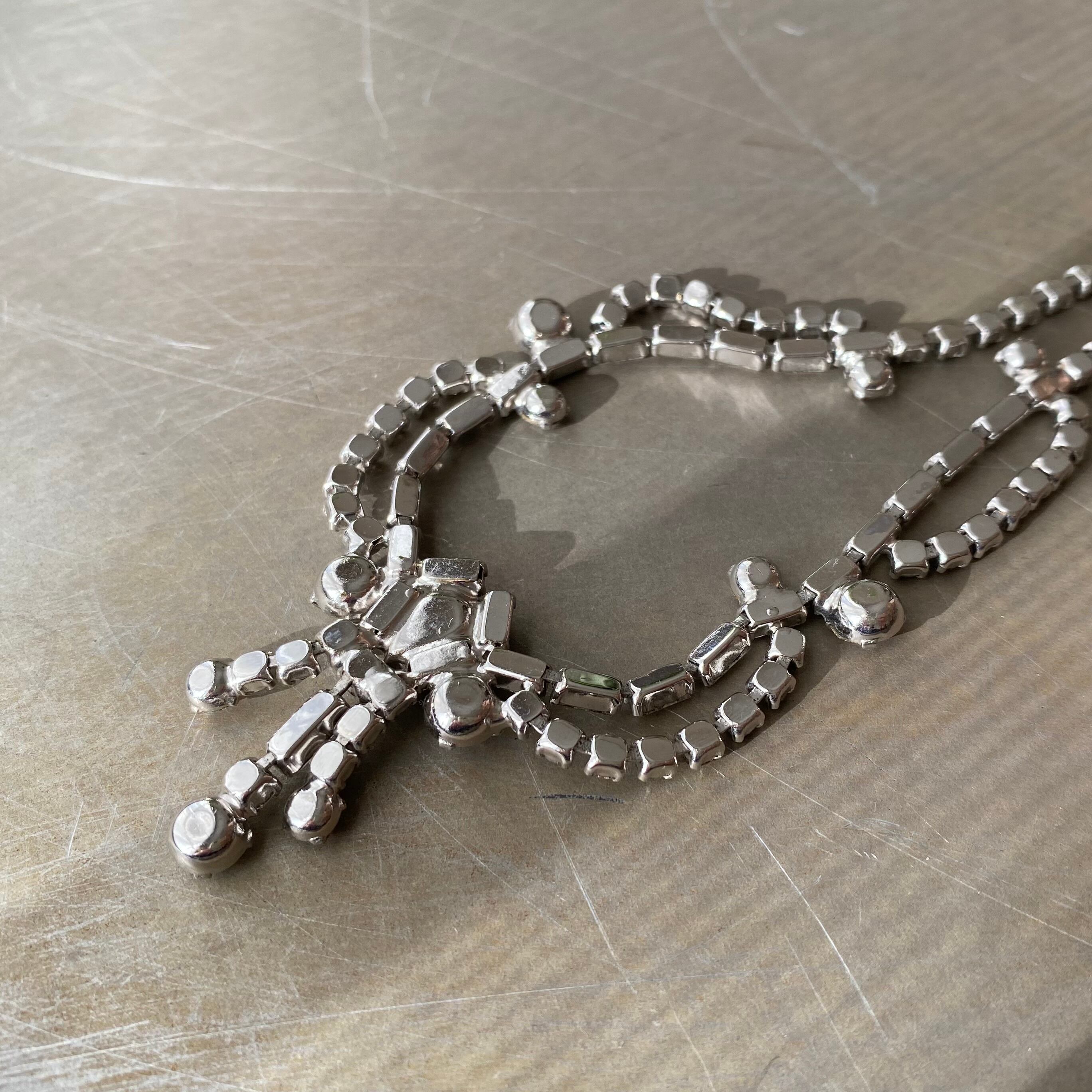 Vintage 50s-60s USA retro crystal bijou classical design necklace