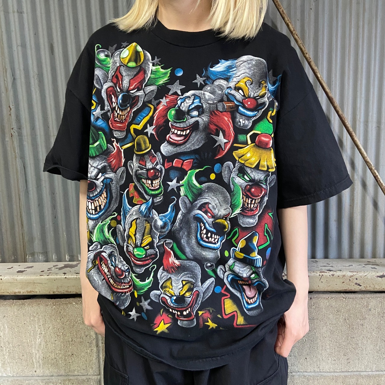 Liquid Blue リキッドブルー ピエロ プリントTシャツ メンズXL 古着 