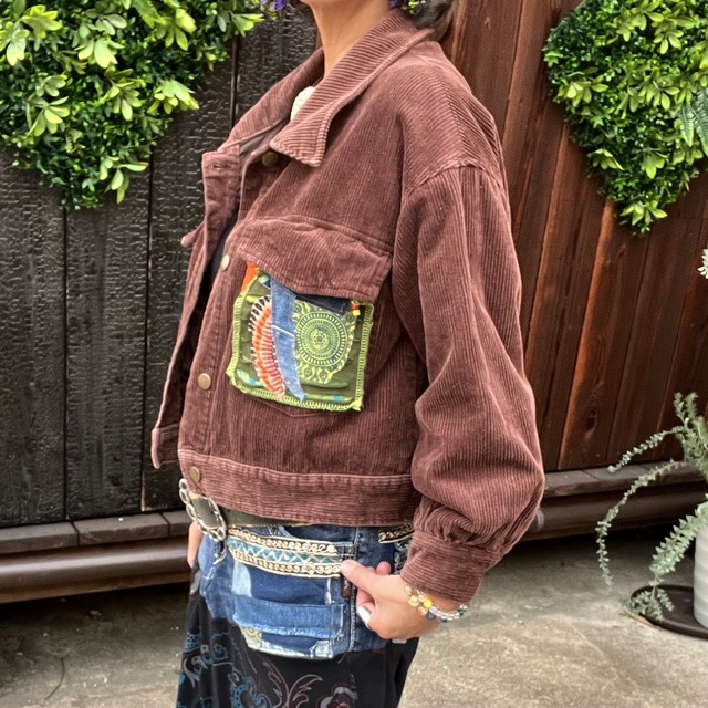 コーデュロイパッチワークブルゾン