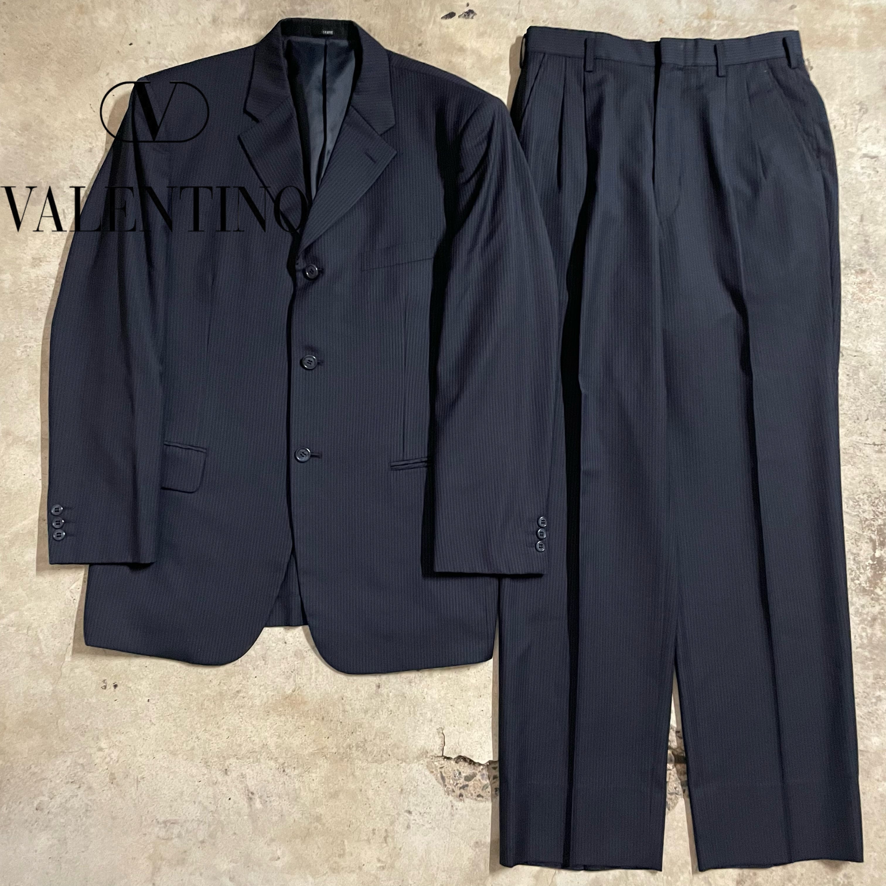 〖VALENTINO〗made in Italy stripe wool setup suit/ヴァレンティノ イタリア製 ストライプ ウール  セットアップ スーツ/lsize/#0712/osaka | 〚ETON_VINTAGE〛 powered by BASE
