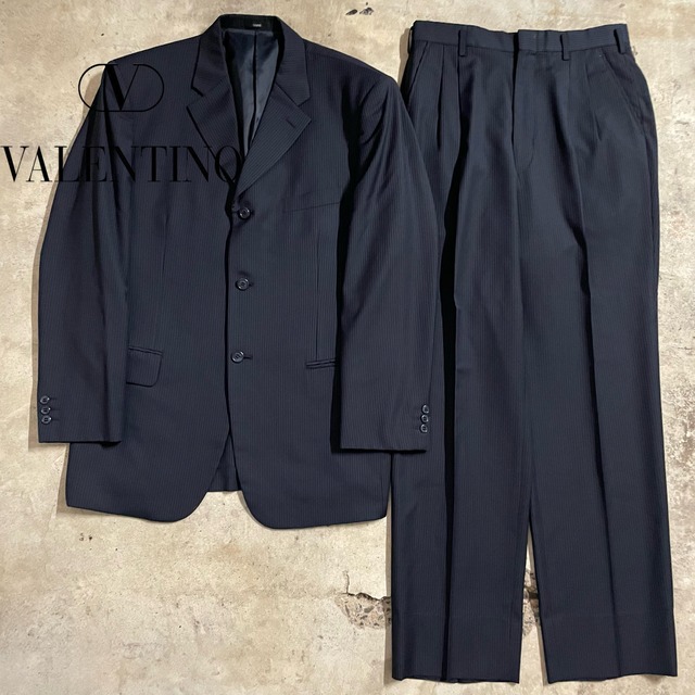 〖VALENTINO〗made in Italy stripe wool setup suit/ヴァレンティノ イタリア製 ストライプ ウール セットアップ スーツ/lsize/#0712/osaka