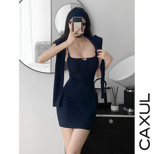 Rib Jersey Mini Dress Set Up/3color