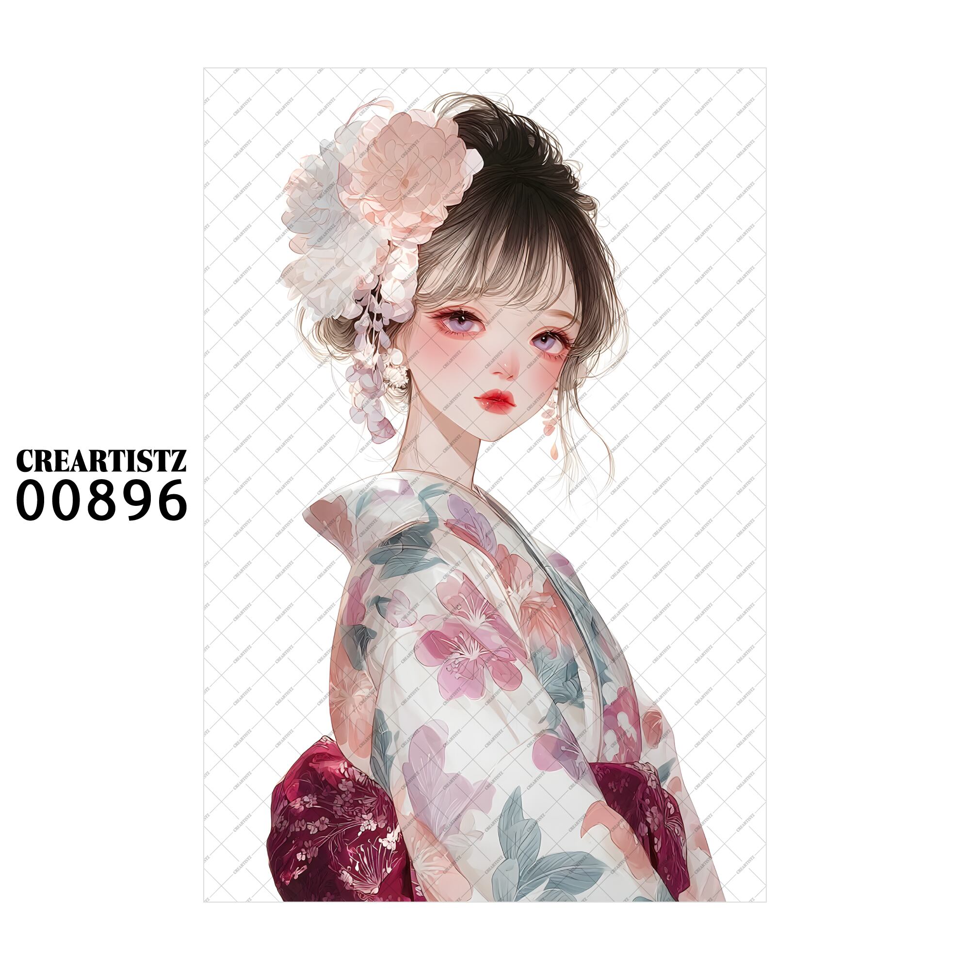 00896 ガール キュート オリジナル ペーパー/ステッカー 4枚セット CREARTISTZ