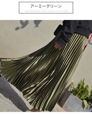 ★送料無料★9号（M)☆メタリック光沢プリ－ツスカ－ト(SKN9592)