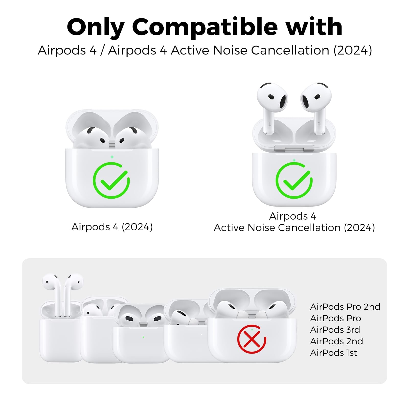 AhaStyle AirPods 4 ケース カバー (2024) ソフトシリコーン AirPods
