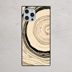 受注生産 iPhoneケース 墨色の円環と木目の抽象柄｜抽象アート PABS108C