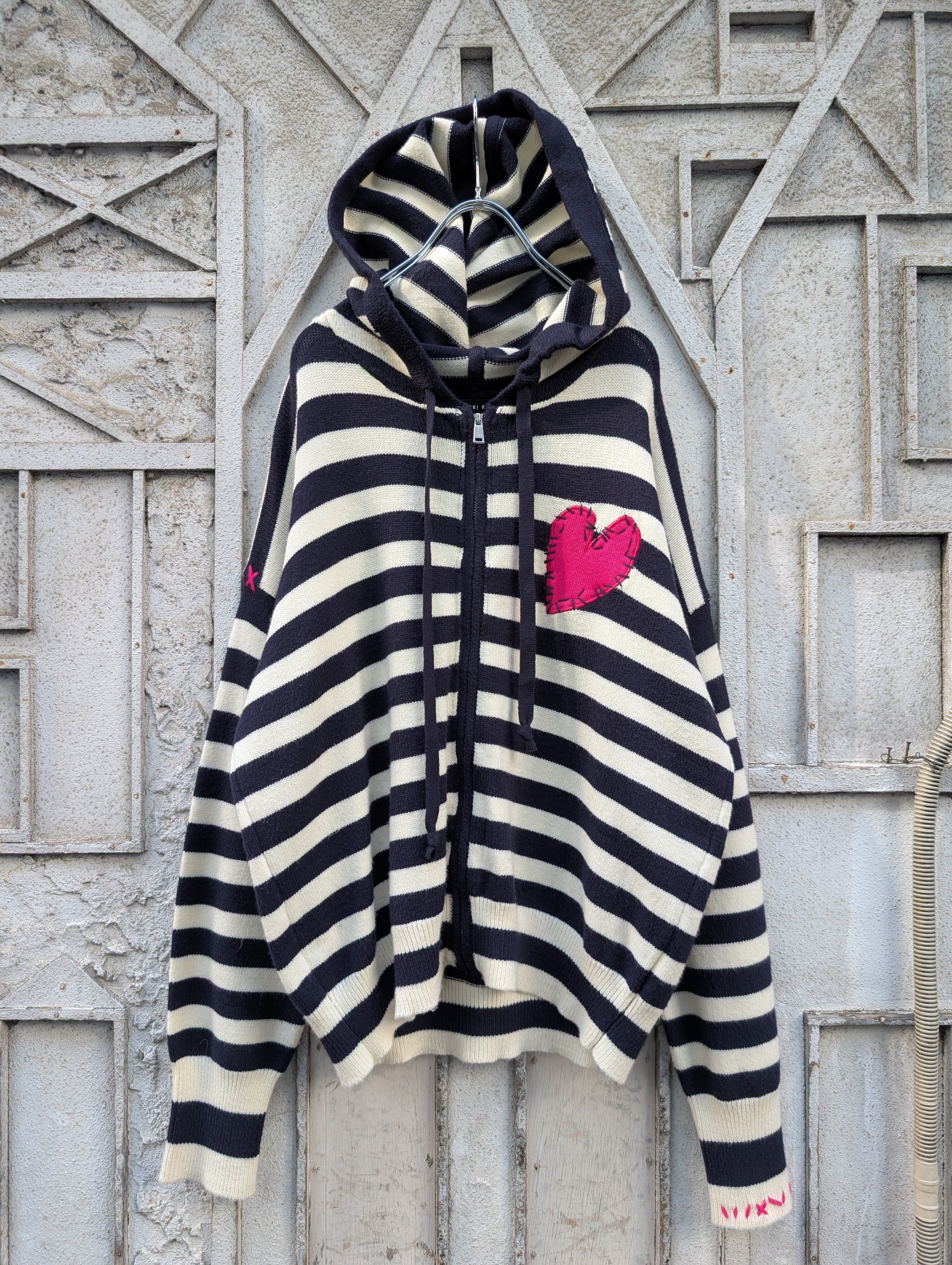 "AQUA KERRI ROSENTHAL" border knit hoodie