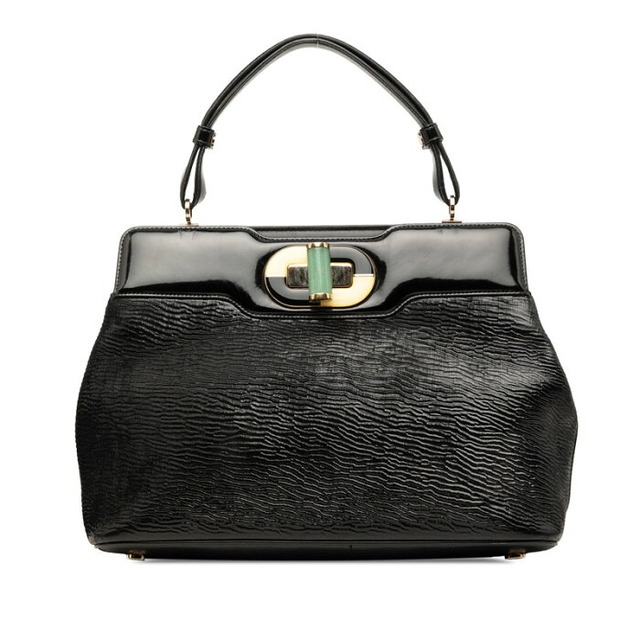 ブルガリ イザベラ ロッセリーニ ハンドバッグ ブラック レザー レディース BVLGARI 【中古】