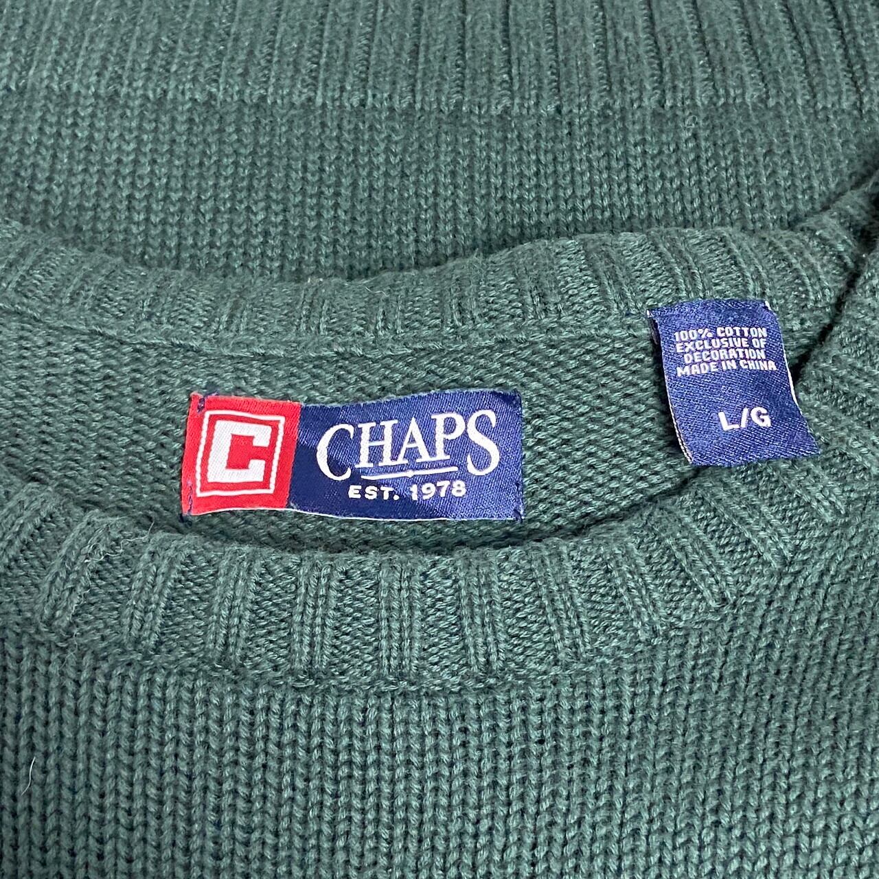 CHAPS チャップス ワンポイントロゴ 刺繍 コットンニットセーター メンズL