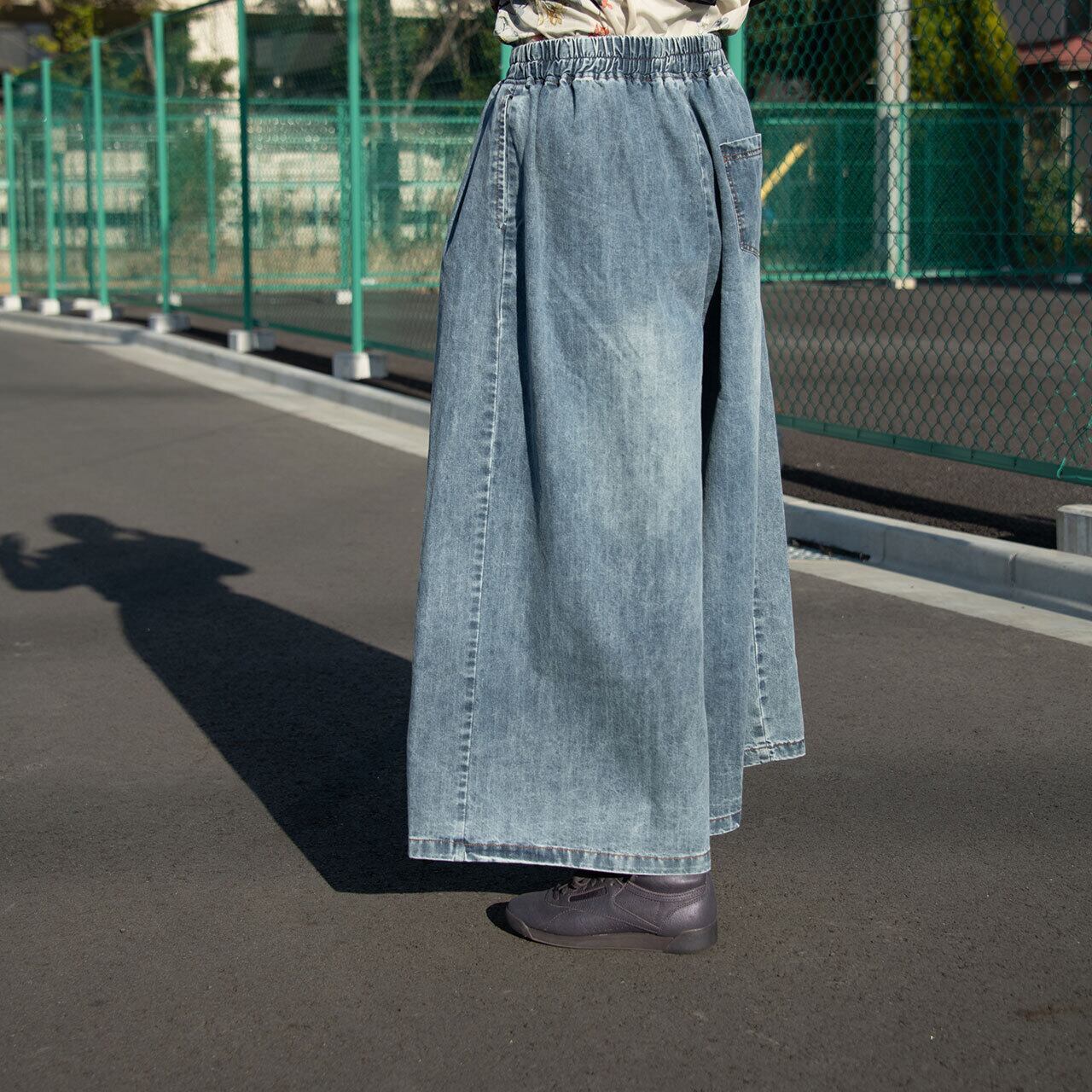 ユーズド加工ワイドロングデニムキュロット | Art.Anty
